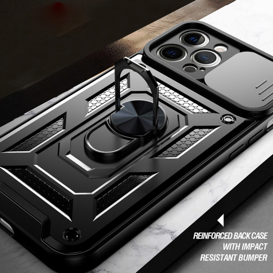 Husa iPhone 11 Pro cu inel magnetic si protectie camera Skyddar CamShield - Albastru - 2 | YEO