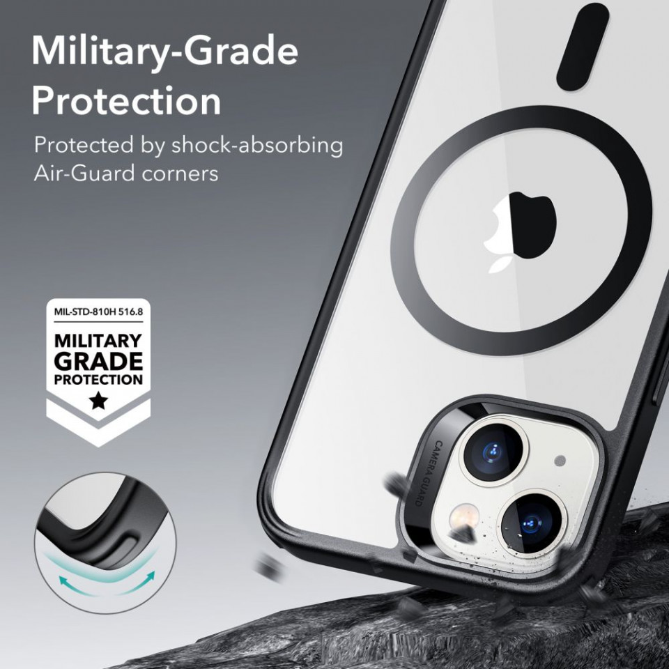 Husa iPhone 14 / iPhone 13, ESR Classic Hybrid HaloLock - Negru Transparent - 1 | YEO