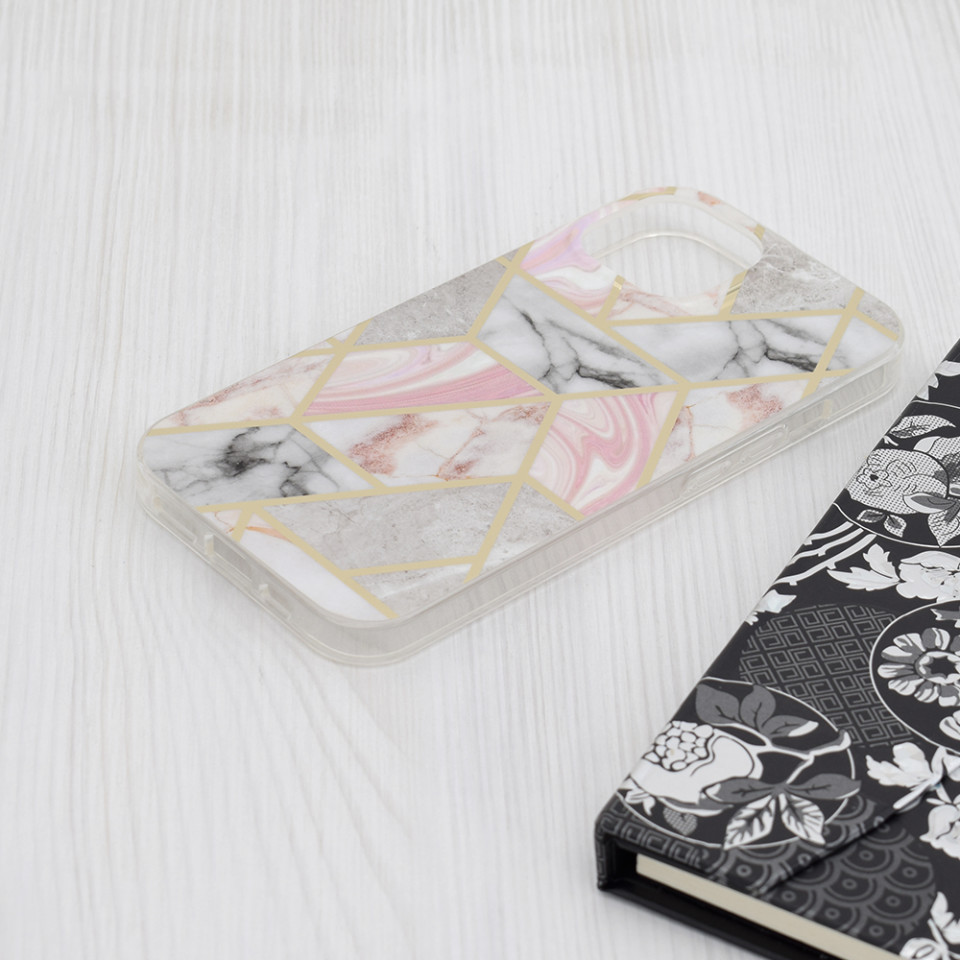 Husa iPhone 15 Marble Series, Techsuit - Pink Hex - 2 | YEO