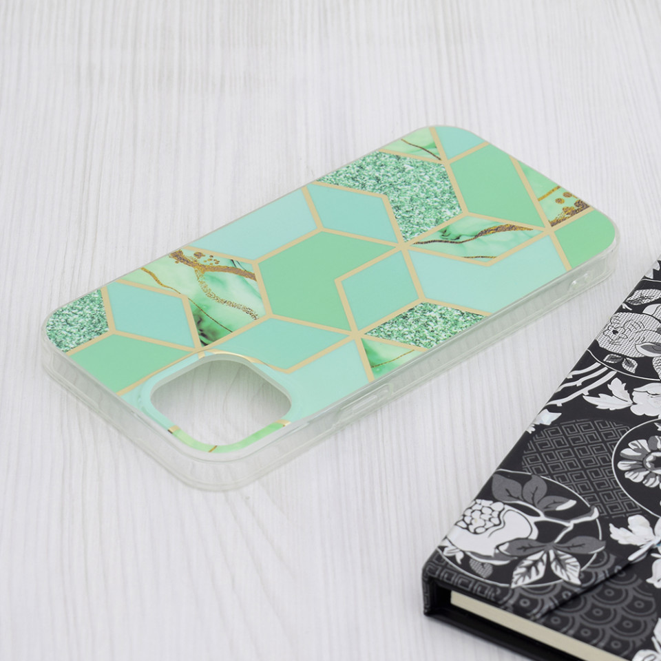 Husa iPhone 15 Plus Marble Series, Techsuit - Green Hex - 2 | YEO