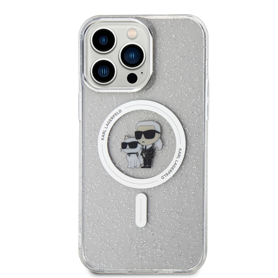 Husa iPhone 15 Pro Max Glitter MagSafe, Karl Lagerfeld - Transparent Karl & Choupette - 2 | YEO