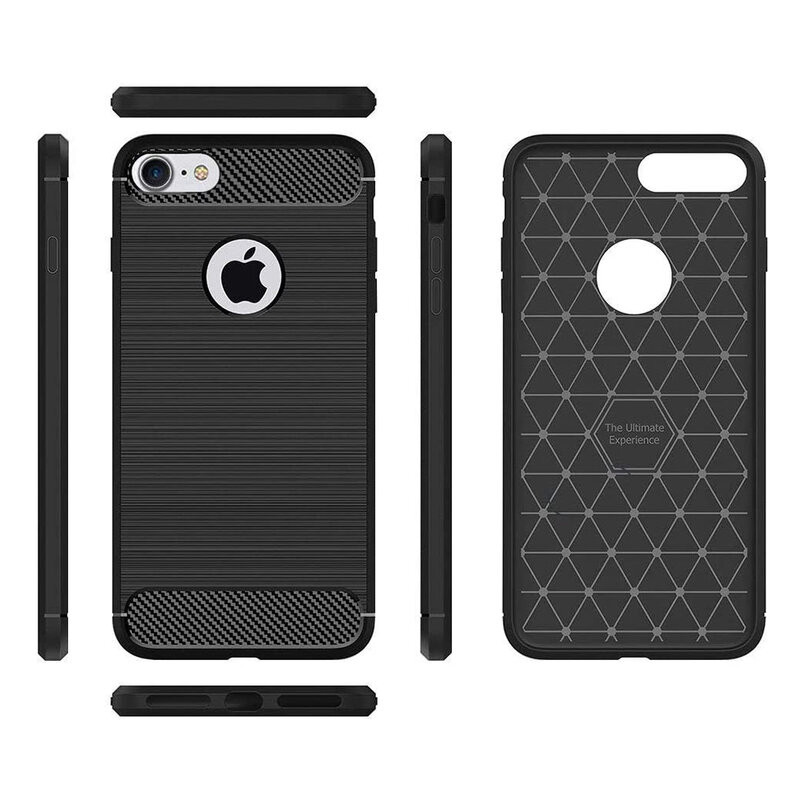 Husa iPhone 6 Plus / 6s Plus din silicon, Slim, cu textura Fibra Carbon - Negru - 3 | YEO