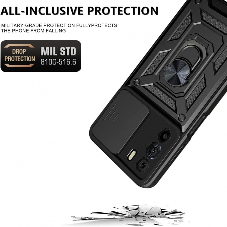 Husa Motorola Edge 30 cu inel magnetic si protectie camera Skyddar CamShield - Rose Gold - 3 | YEO