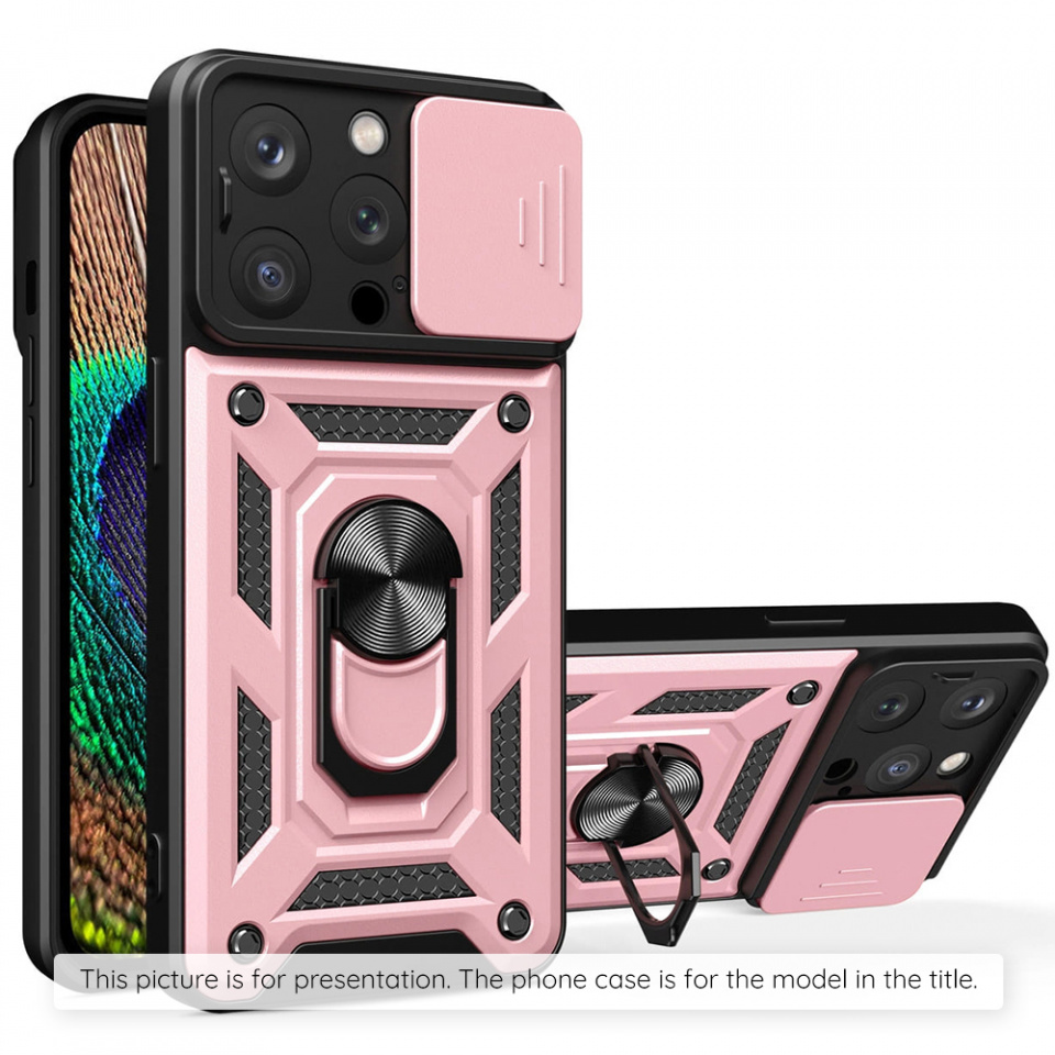 Husa Motorola Edge 50 Fusion cu inel magnetic si protectie camera Skyddar CamShield - Rose Gold