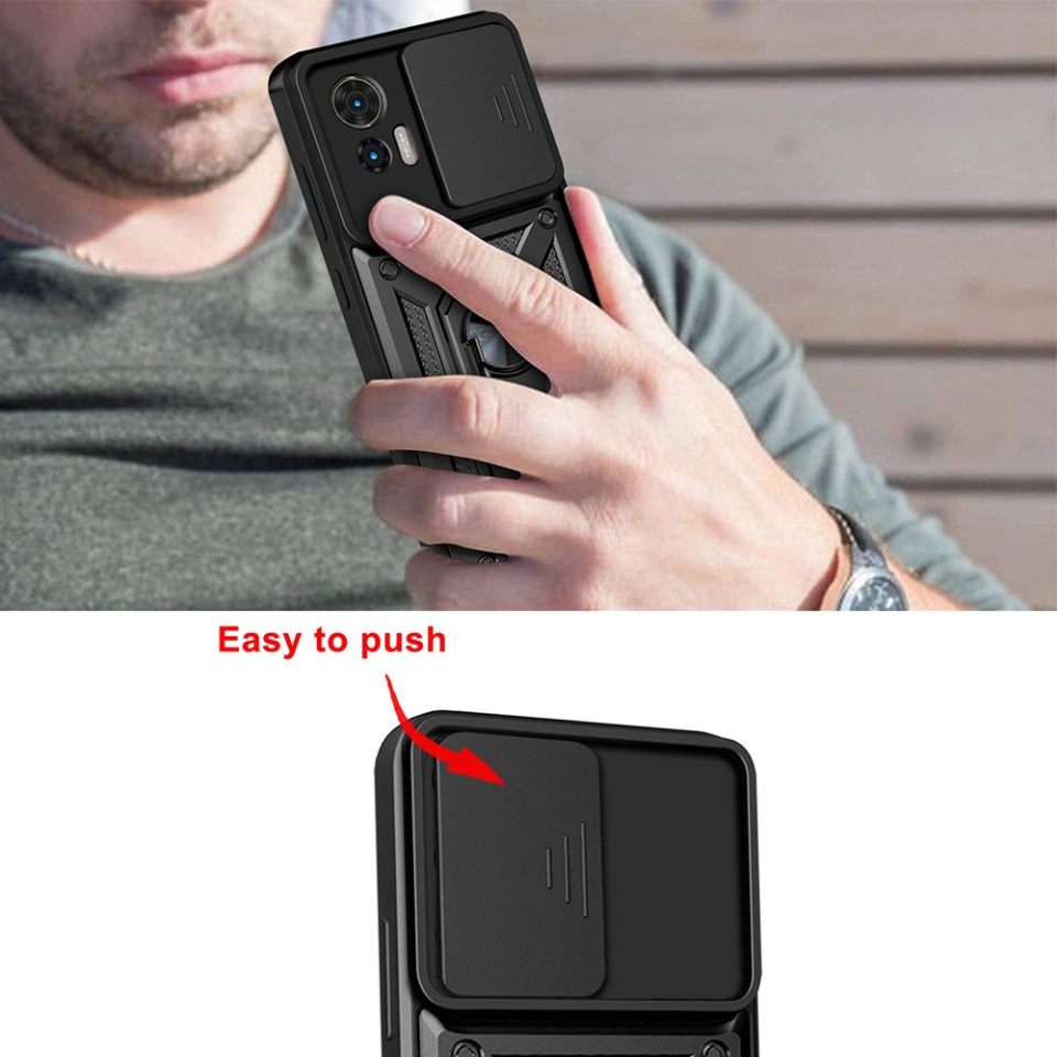 Husa Motorola Edge 50 Fusion cu inel magnetic si protectie camera Skyddar CamShield - Negru - 3 | YEO