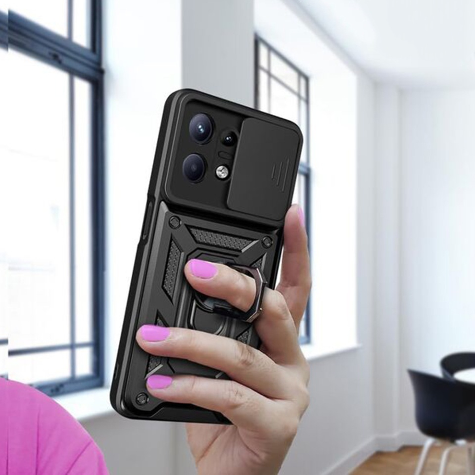 Husa Motorola Edge 50 Pro cu inel magnetic si protectie camera Skyddar CamShield - Negru - 3 | YEO