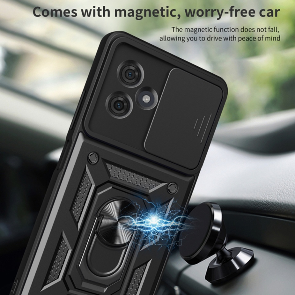 Husa Motorola Moto G54 Power Edition / Moto G64 cu inel magnetic si protectie camera Skyddar CamShield - Negru - 1 | YEO