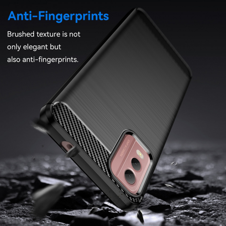 Husa Nokia C32 din silicon, Slim, cu textură Fibra Carbon - Negru - 2 | YEO
