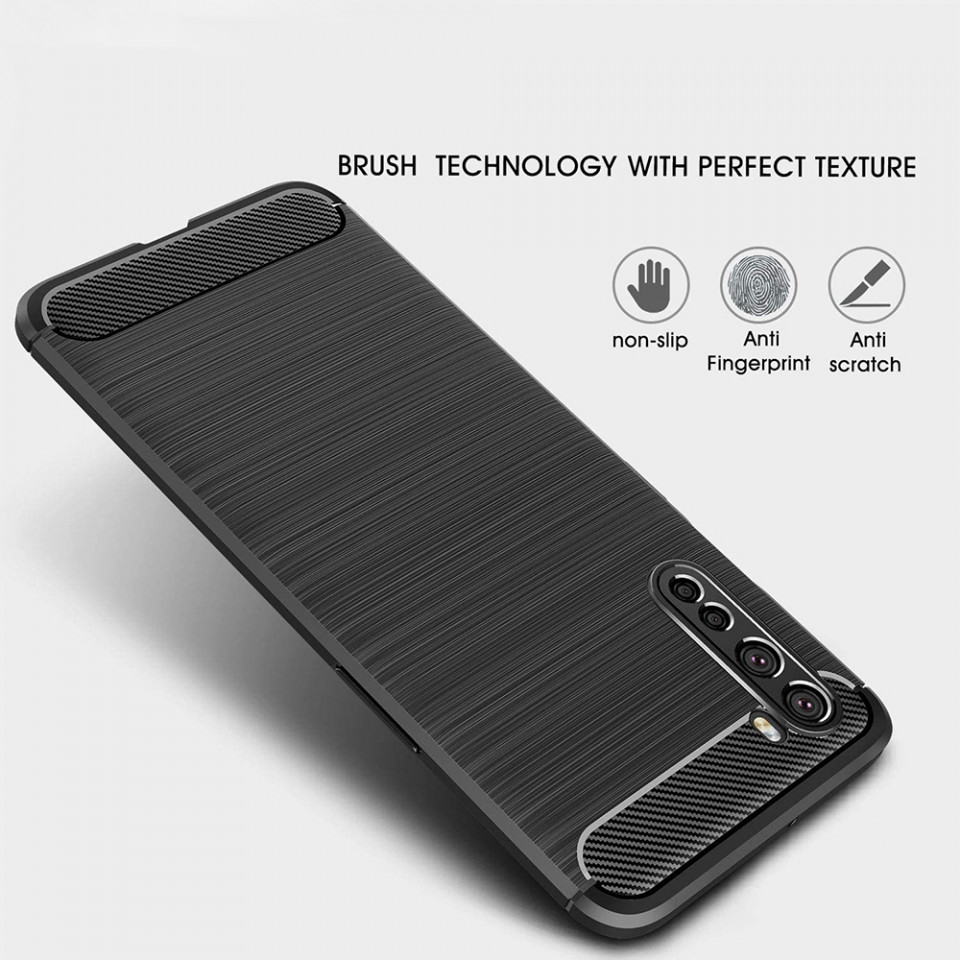 Husa OnePlus Nord 5G din silicon, Slim, cu textura Fibra Carbon - Negru - 1 | YEO