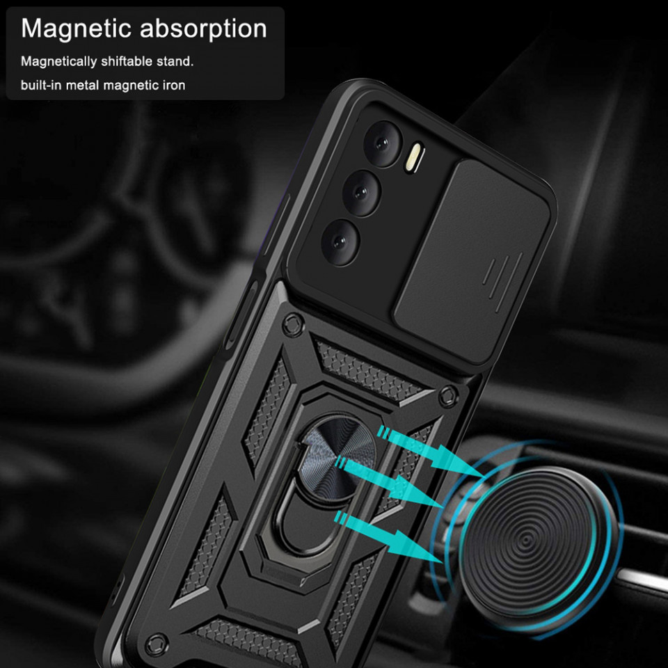 Husa Oppo A16 / A16s / A54s cu inel magnetic, Techsuit CamShield - Negru - 1 | YEO