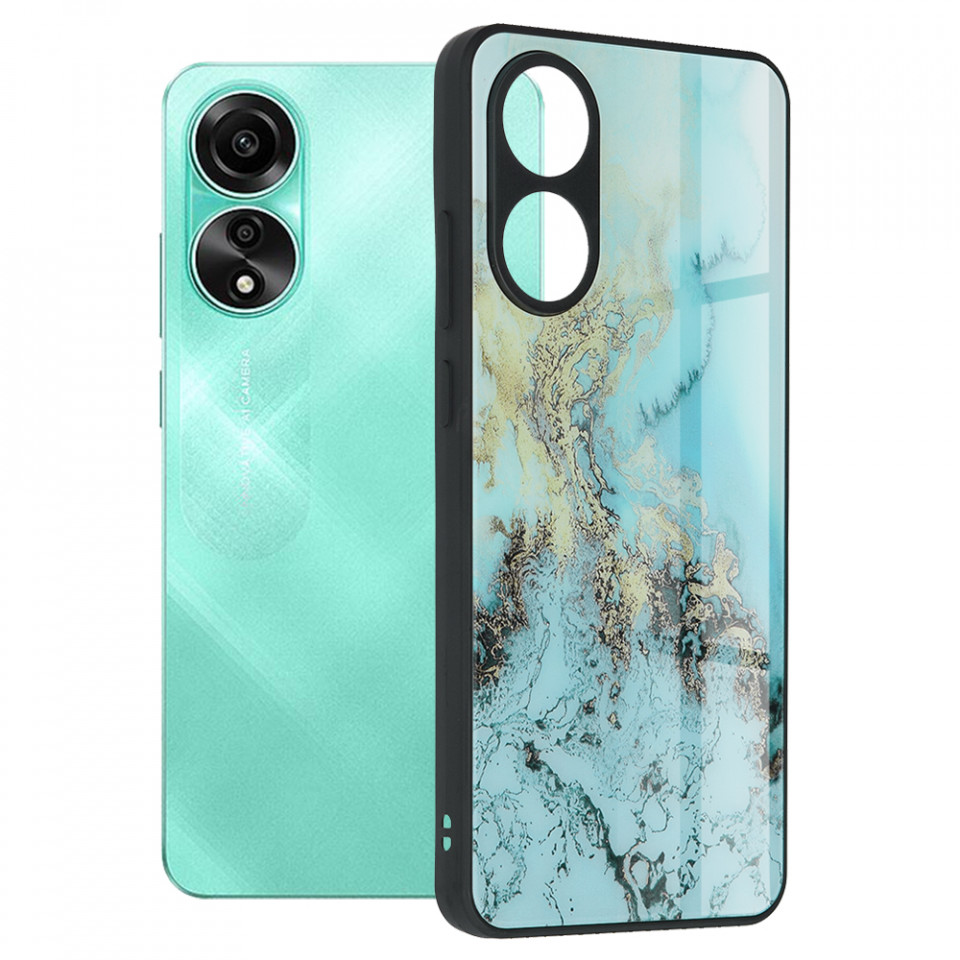 Husa Oppo A78 4G cu sticla securizata, Techsuit Glaze - Blue Ocean