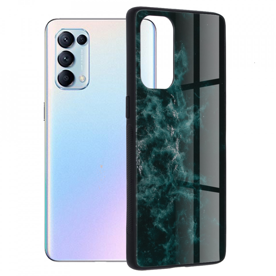 Husa OPPO Reno 5 Pro 5G cu sticla securizata, Techsuit Glaze - Blue Nebula