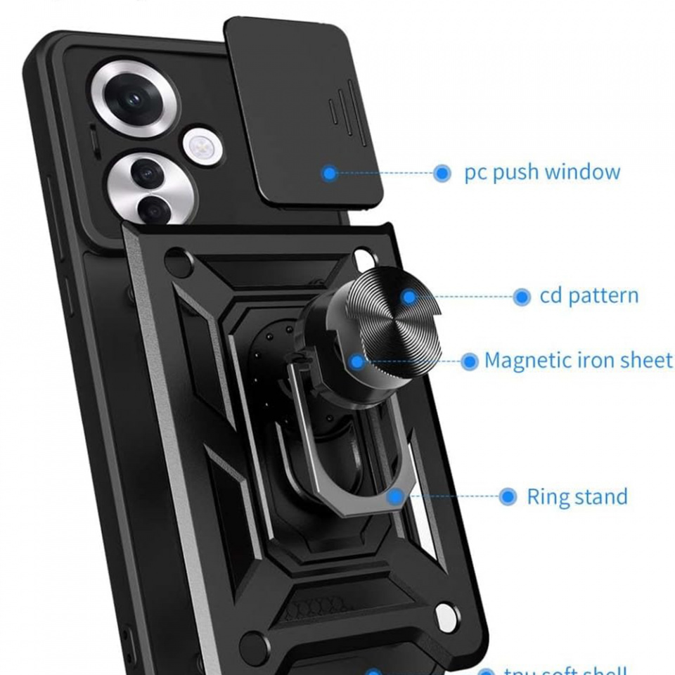 Husa Oppo Reno11 F cu inel magnetic si protectie camera Skyddar CamShield - Mint - 1 | YEO