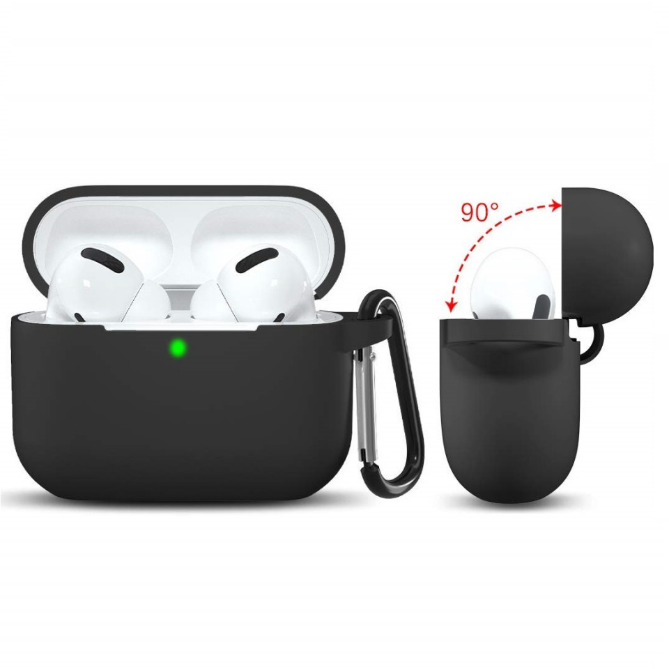 Husa pentru Apple AirPods Pro 1 / 2 din silicon, Techsuit Ultraslim - Negru - 7