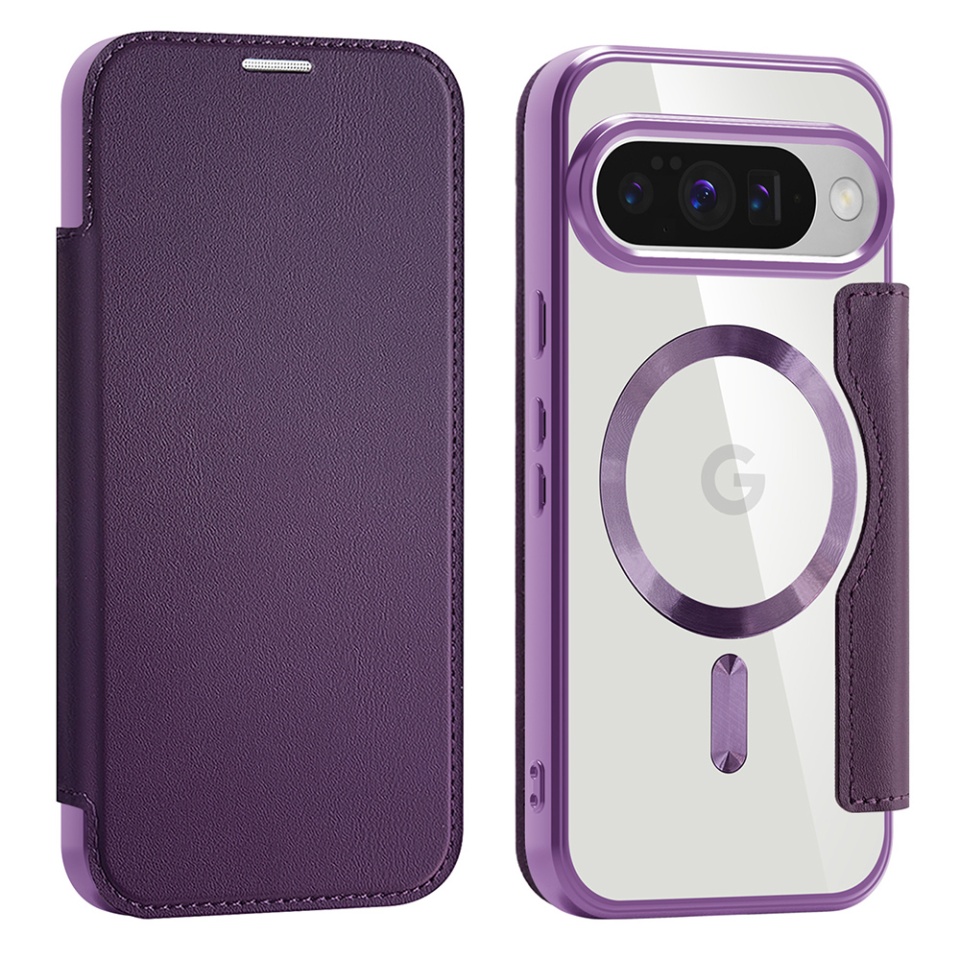 Husa pentru Google Pixel 10 / Pixel 10 Pro tip carte, SKYDDAR INOVATION, SmartMag Book, Magsafe, RFiD, Suport Carduri, set cu sticker, Mov - 1 | YEO