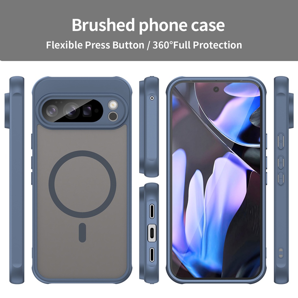 Husa pentru Google Pixel 10 Pro XL, SKYDDAR INNOVATION, HaloFrost MagSafe II, Antisoc, set cu sticker, Bleumarin - 3 | YEO
