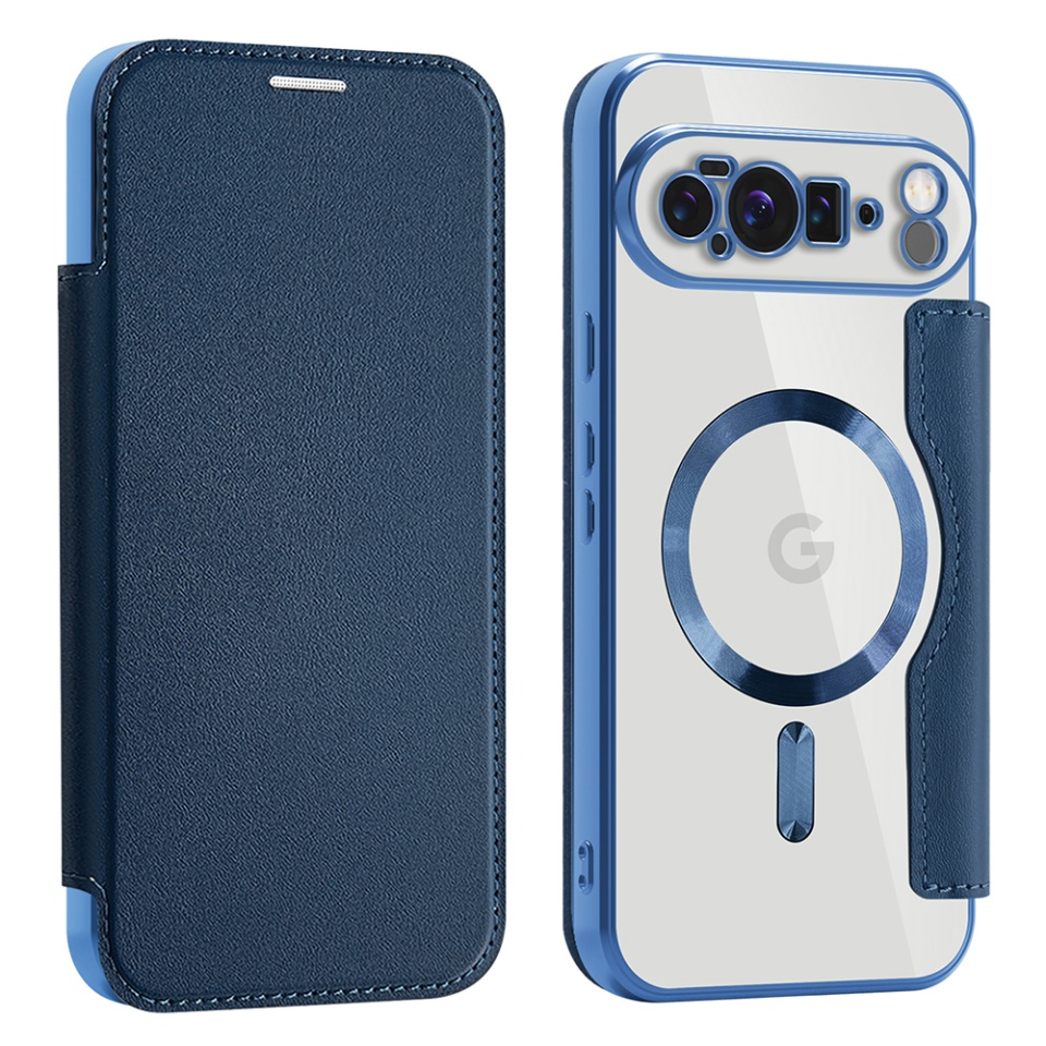 Husa pentru Google Pixel 10 Pro XL tip carte, SKYDDAR INOVATION, SmartMag Book, Magsafe, RFiD, Suport Carduri, set cu sticker, Albastru - 1 | YEO