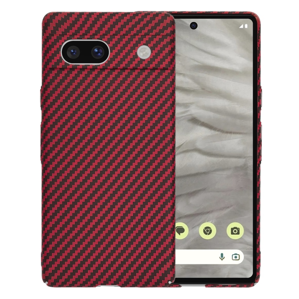 Husa pentru Google Pixel 7a, Finisaj Premium cu Textura de Carbon, Design Elegant, SKDR CarbonFlex - Rosu