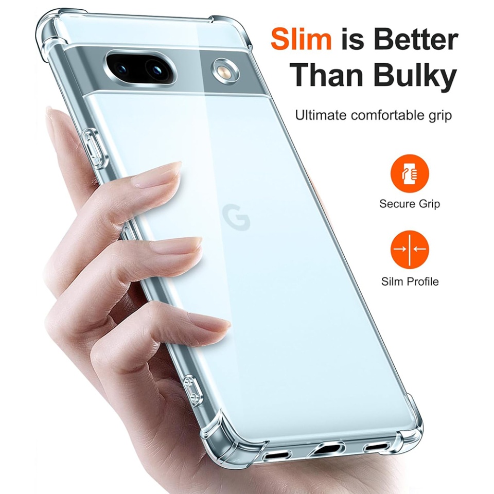 Husa pentru Google Pixel 7a , SKYDDAR INNOVATION, Shockproof Clear din Silicon Slim, Transparenta, set cu sticker - 1 | YEO
