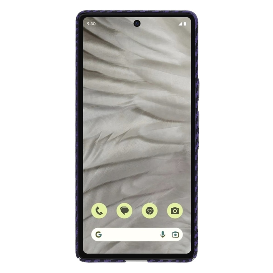 Husa pentru Google Pixel 7a, SKYDDAR INNOVATION, textura carbon, Carbonite FiberShell, set cu sticker, Mov, - 1 | YEO