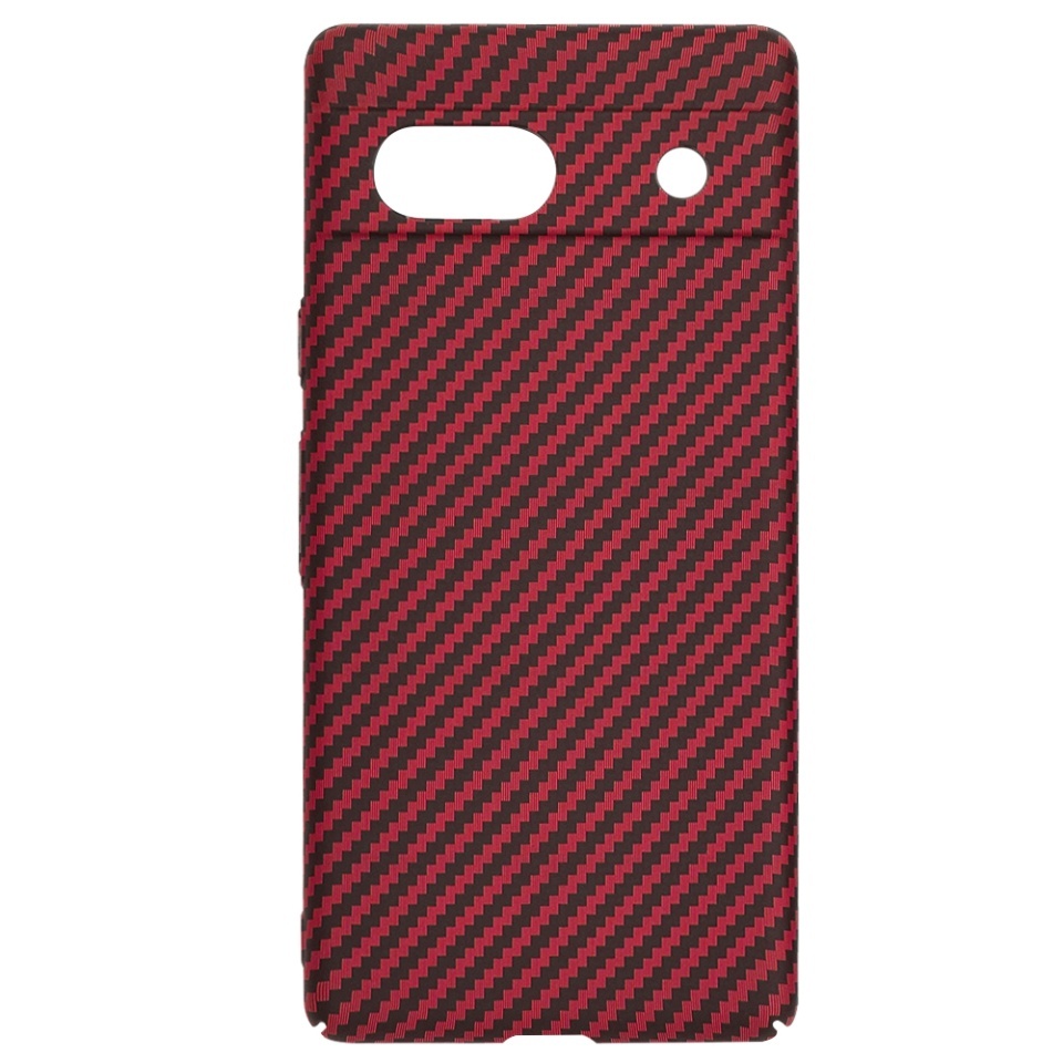 Husa pentru Google Pixel 7a, SKYDDAR INNOVATION, textura carbon, Carbonite FiberShell, set cu sticker, Rosu, - 3 | YEO