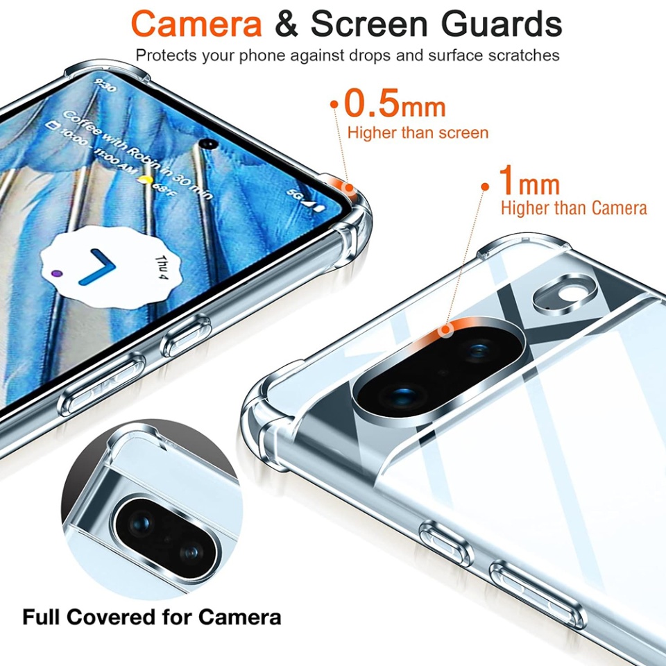 Husa pentru Google Pixel 8a , SKYDDAR INNOVATION, Shockproof Clear din Silicon Slim, Transparenta, set cu sticker - 3 | YEO