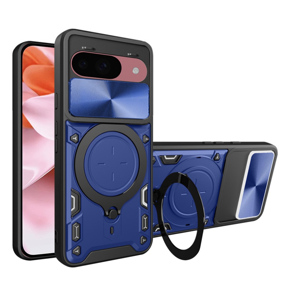 Husa pentru Google Pixel 9 / Pixel 9 Pro, SKYDDAR INNOVATION, CamGuard Pro, Inel Magnetic, Protectie Camera, set cu sticker, Albastru