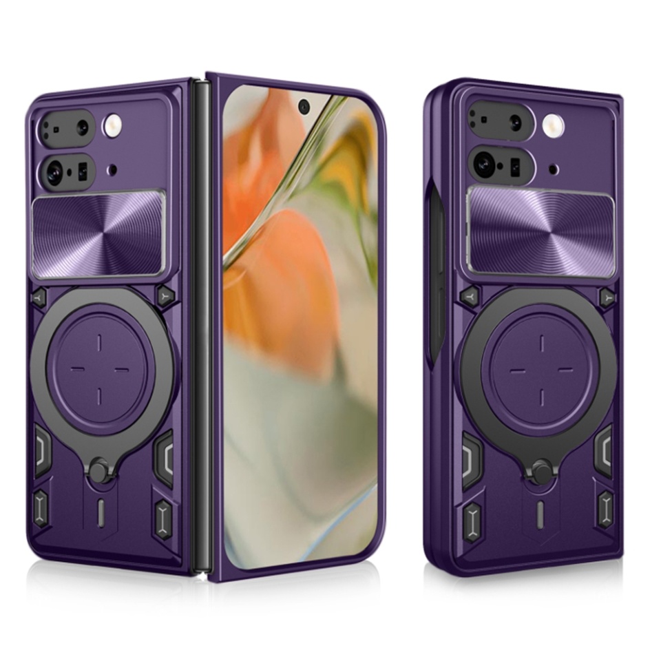 Husa pentru Google Pixel 9 Pro Fold, cu inel magnetic si suport ajustabil, protectie completa camera, SKDR SafeCover - Mov