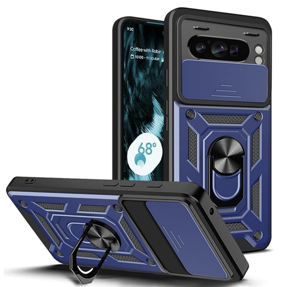 Husa pentru Google Pixel 9 Pro XL cu inel magnetic si protectie camera Skyddar CamShield - Albastru
