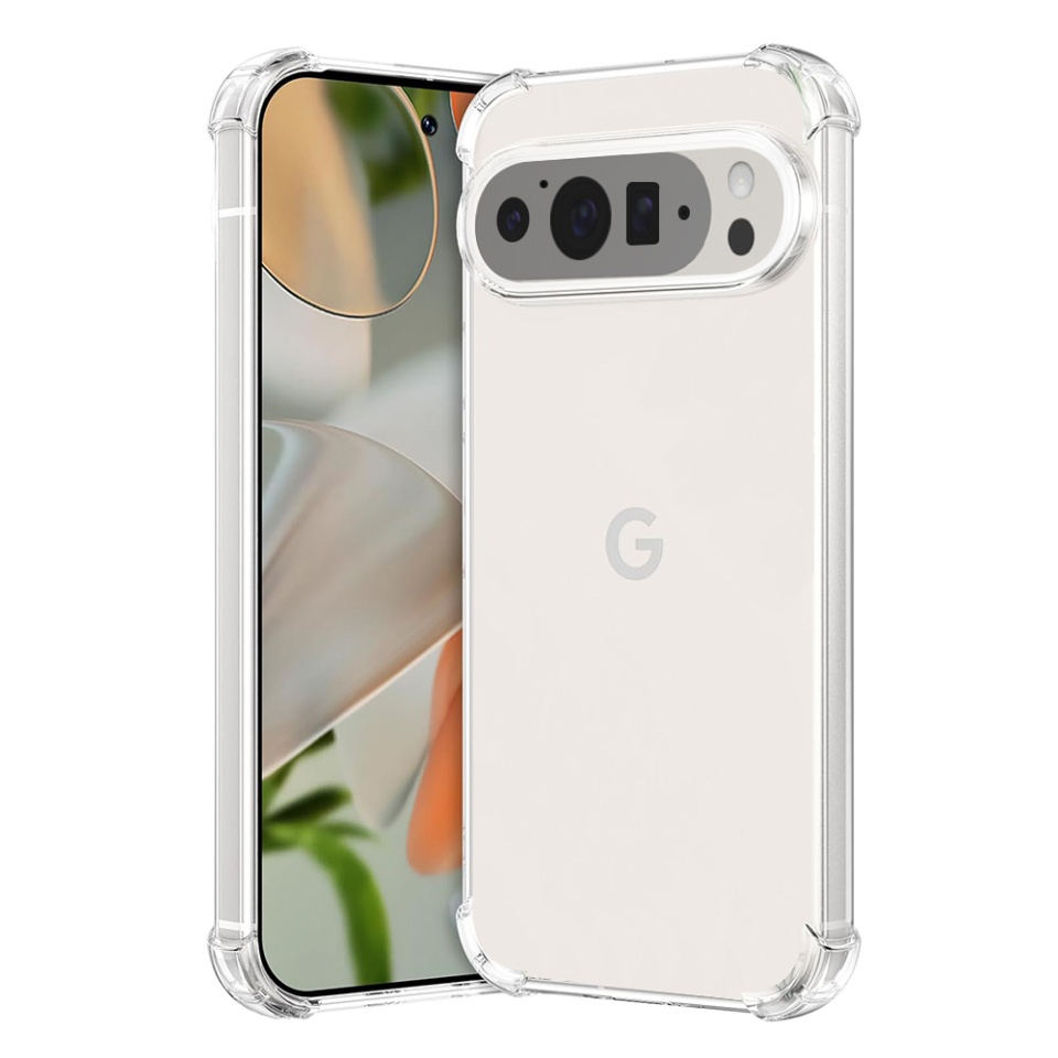 Husa pentru Google Pixel 9 Pro XL , SKYDDAR INNOVATION, Shockproof Clear din Silicon Slim, Transparenta, set cu sticker