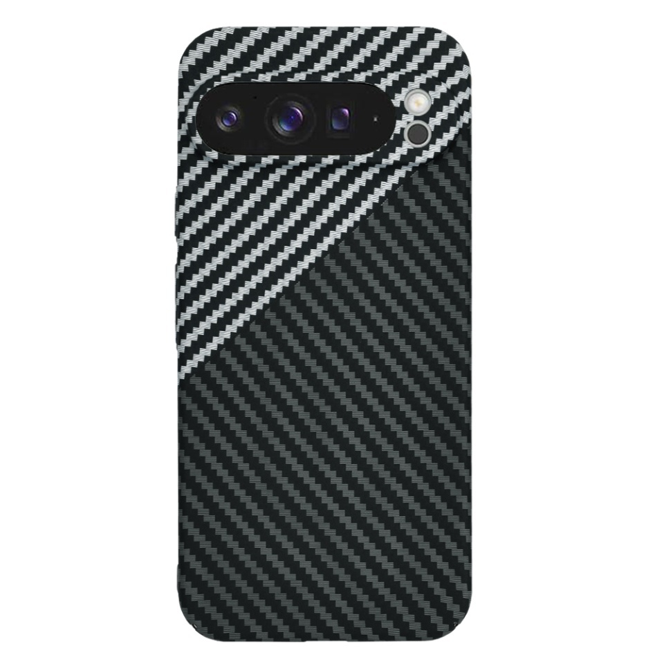 Husa pentru Google Pixel 9 Pro XL, SKYDDAR INNOVATION, textura carbon, Carbonite FiberShell, set cu sticker, Gri, - 2 | YEO