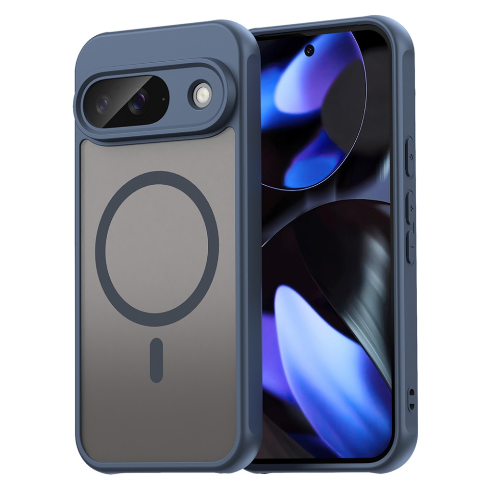 Husa pentru Google Pixel 9, SKYDDAR INNOVATION, HaloFrost MagSafe II, Antisoc, set cu sticker, Bleumarin