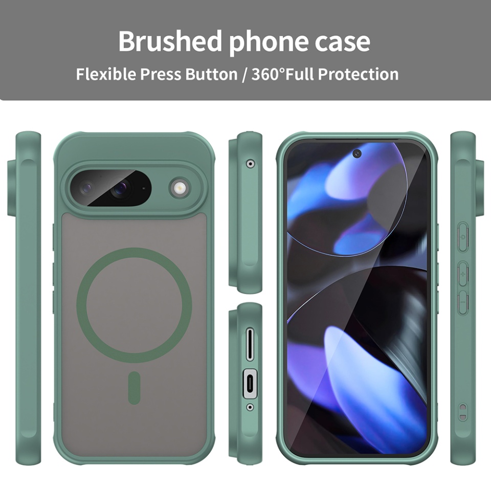 Husa pentru Google Pixel 9, SKYDDAR INNOVATION, HaloFrost MagSafe II, Antisoc, set cu sticker, Verde - 2 | YEO