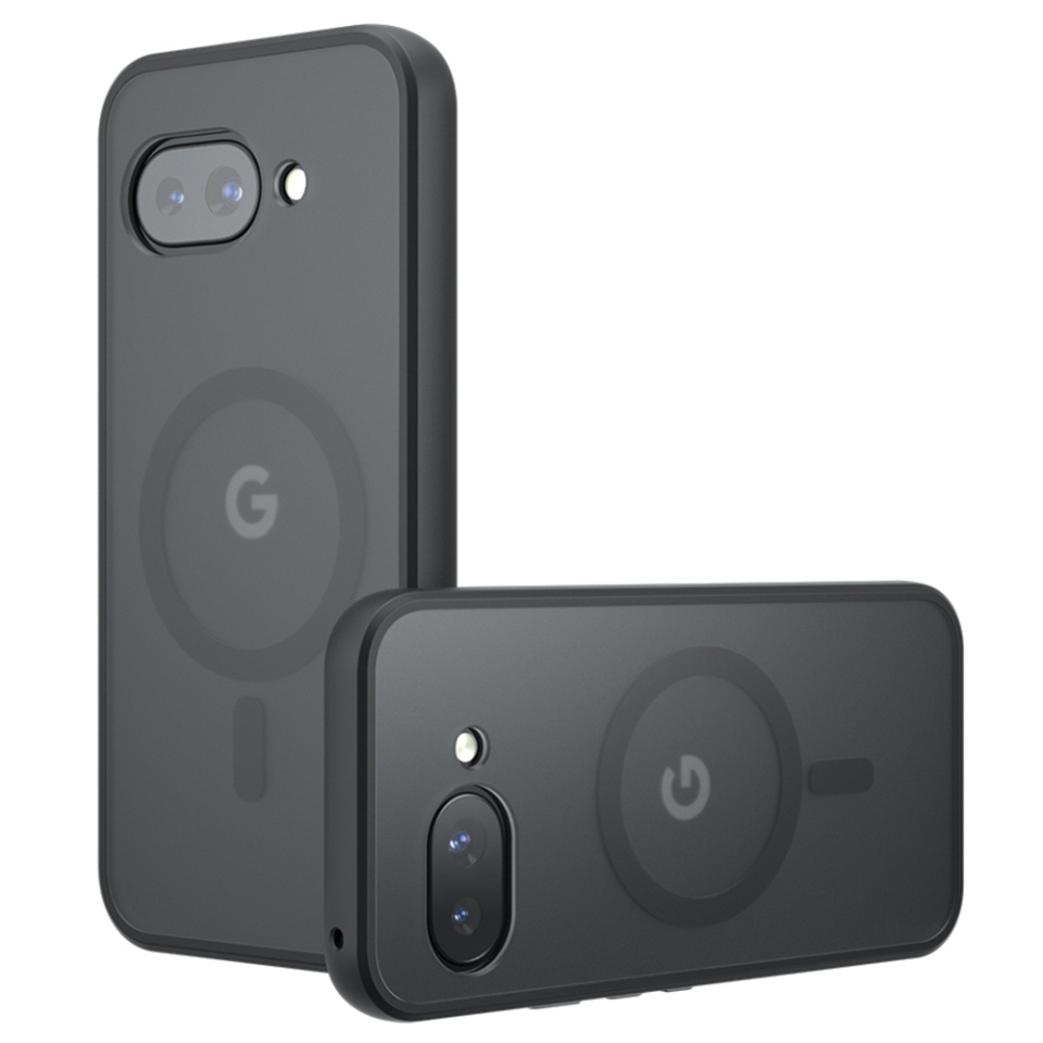 Husa pentru Google Pixel 9a, SKYDDAR INNOVATION, PureFrost MagSafe, AntiSoc, set cu sticker, Negru frost