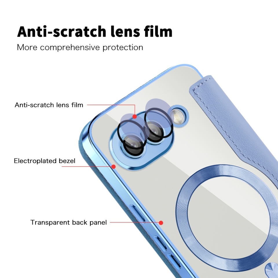 Husa pentru Google Pixel 9a tip carte, SKYDDAR INOVATION, SmartMag Book, Magsafe, RFiD, Suport Carduri, set cu sticker, Bleu - 2 | YEO