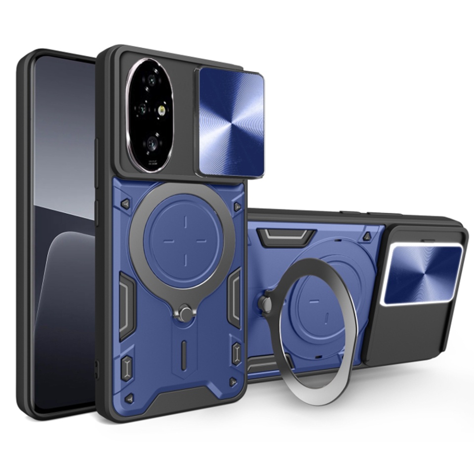 Husa pentru Honor 200, cu inel magnetic si suport ajustabil, protectie completa camera, SKDR SafeCover - Albastru
