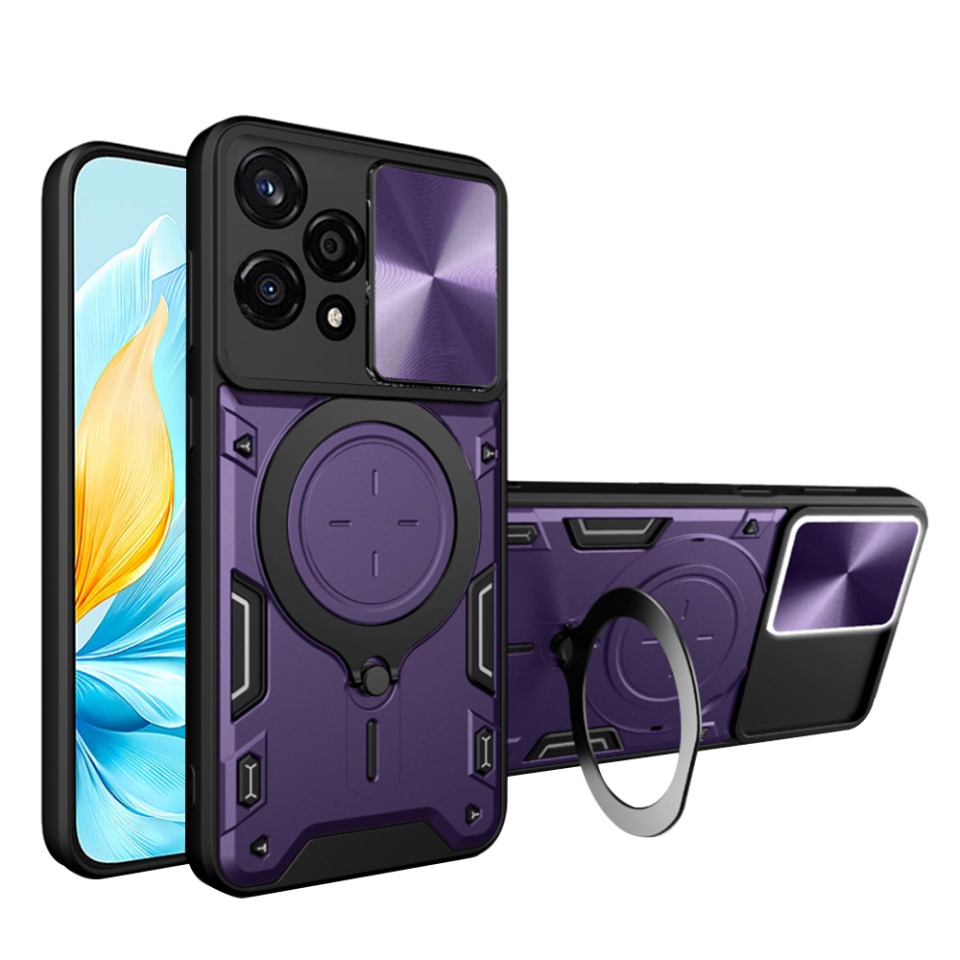 Husa pentru Honor 200 Lite, SKYDDAR INNOVATION, CamGuard Pro, Inel Magnetic, Protectie Camera, set cu sticker, Mov