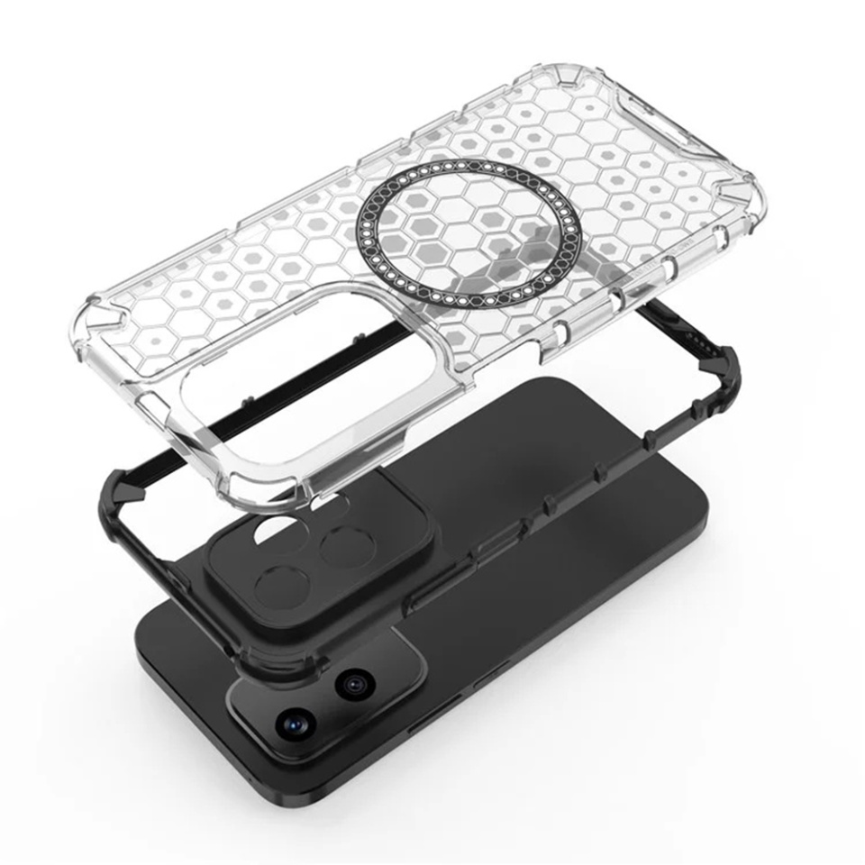 Husa pentru Honor 200 Lite, SKYDDAR INNOVATION, HoneyComb Shield MagSafe, Alb, set cu sticker - 3 | YEO