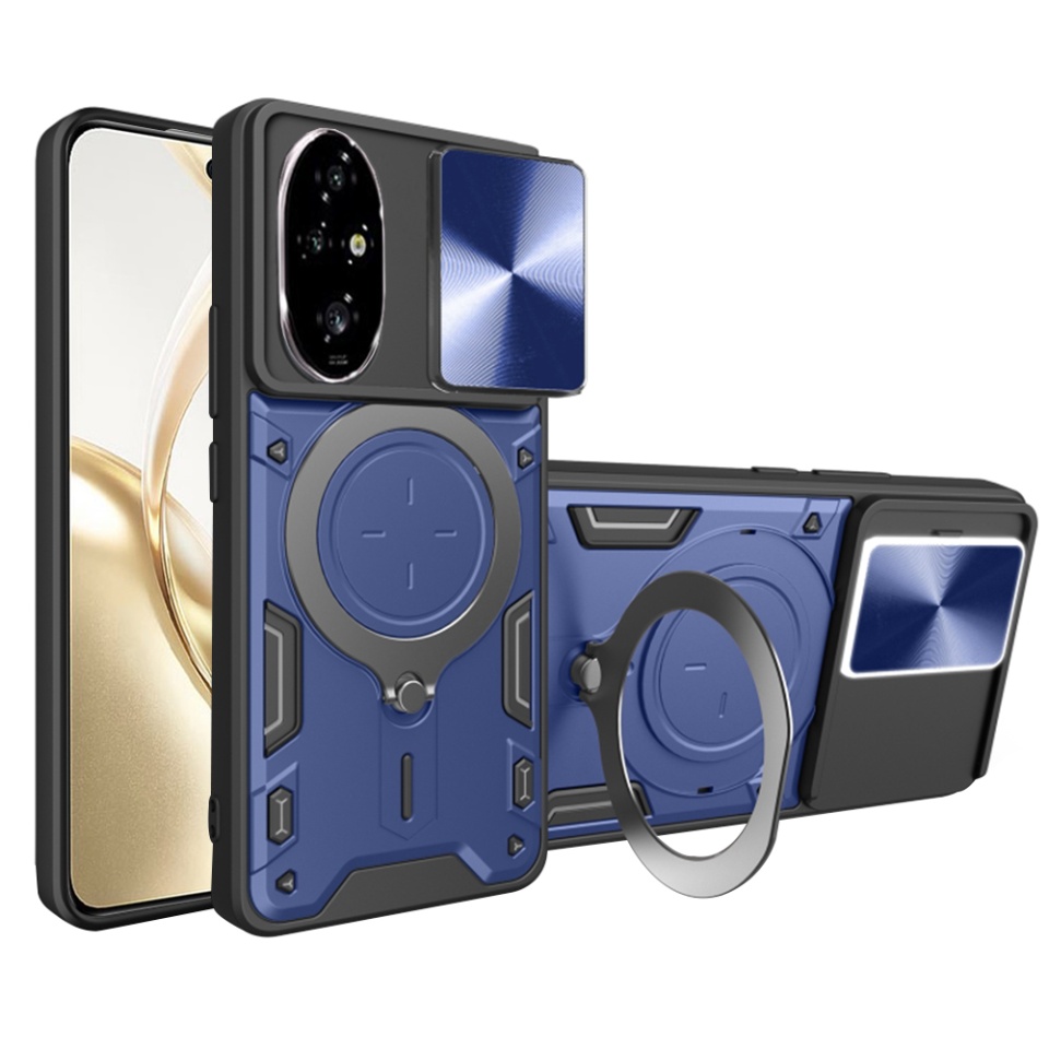 Husa pentru Honor 200, SKYDDAR INNOVATION, CamGuard Pro, Inel Magnetic, Protectie Camera, set cu sticker, Albastru