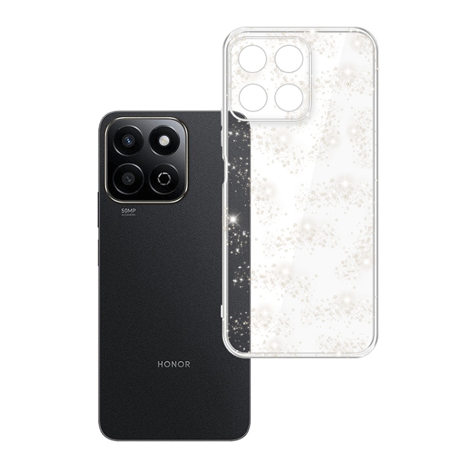Husa pentru Honor 200 Smart / X7c din Silicon TPU cu Sclipici, Design Elegant si Ultra Subtire, SKDR Shine - Transparenta