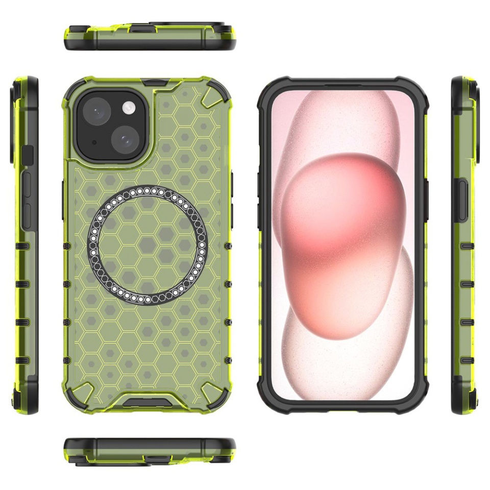 Husa pentru Honor 400 Lite, SKYDDAR INNOVATION, HoneyComb Shield MagSafe, Antisoc, set cu sticker, Verde - 3 | YEO