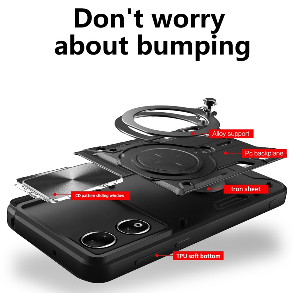 Husa pentru Honor 90, cu inel magnetic si suport ajustabil, protecție completa camera, SKDR SafeCover - Negru - 1 | YEO