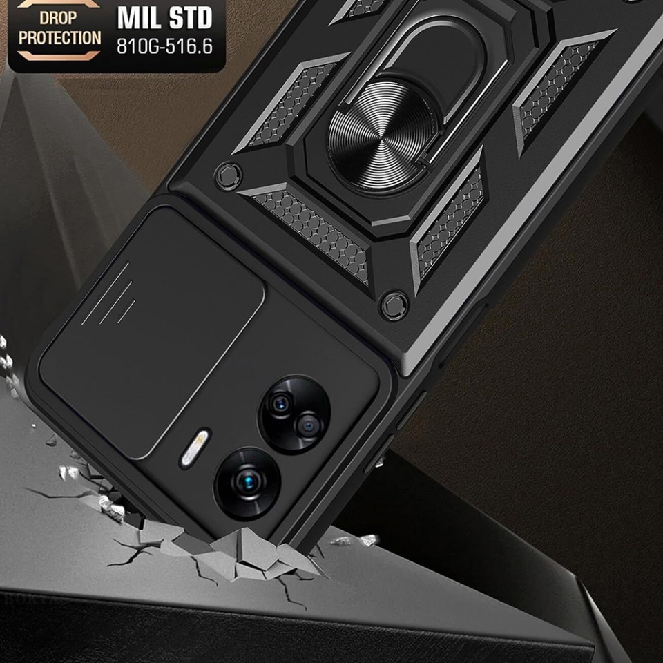Husa pentru Honor 90 Lite, SKYDDAR INNOVATION, CamShield, Inel magnetic, set cu sticker, Negru - 3 | YEO