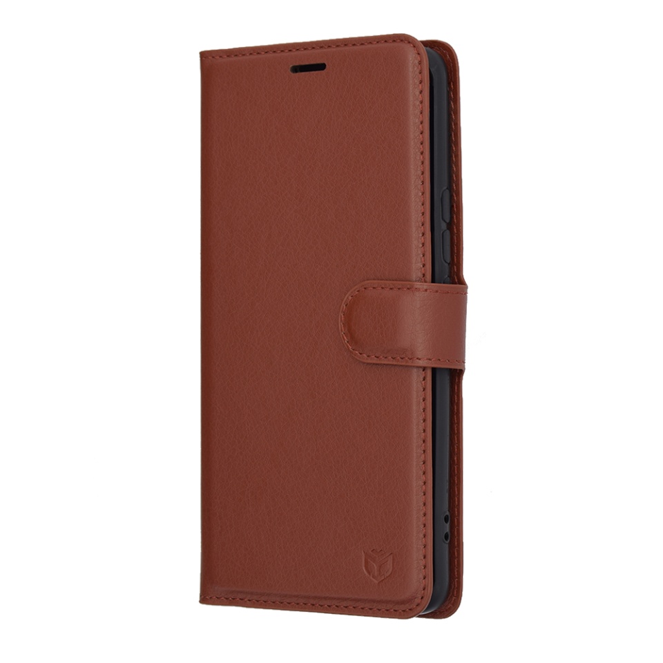 Husa pentru Honor 90, SKYDDAR INNOVATION, Leather Folio tip Carte, cu Portofel Interior, Finisaje Premium, set cu sticker, Maro - 3 | YEO