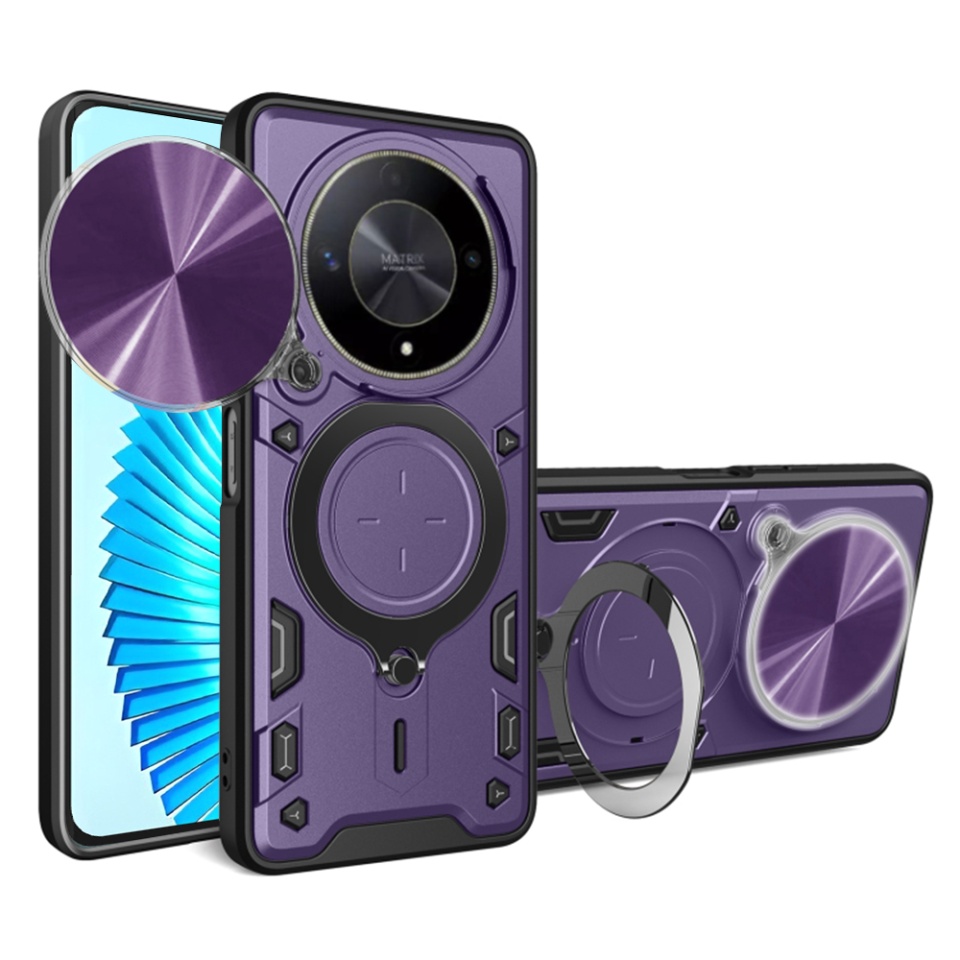 Husa pentru Honor Magic6 Lite, SKYDDAR INNOVATION, CamGuard Pro, Inel Magnetic, Protectie Camera, set cu sticker, Mov
