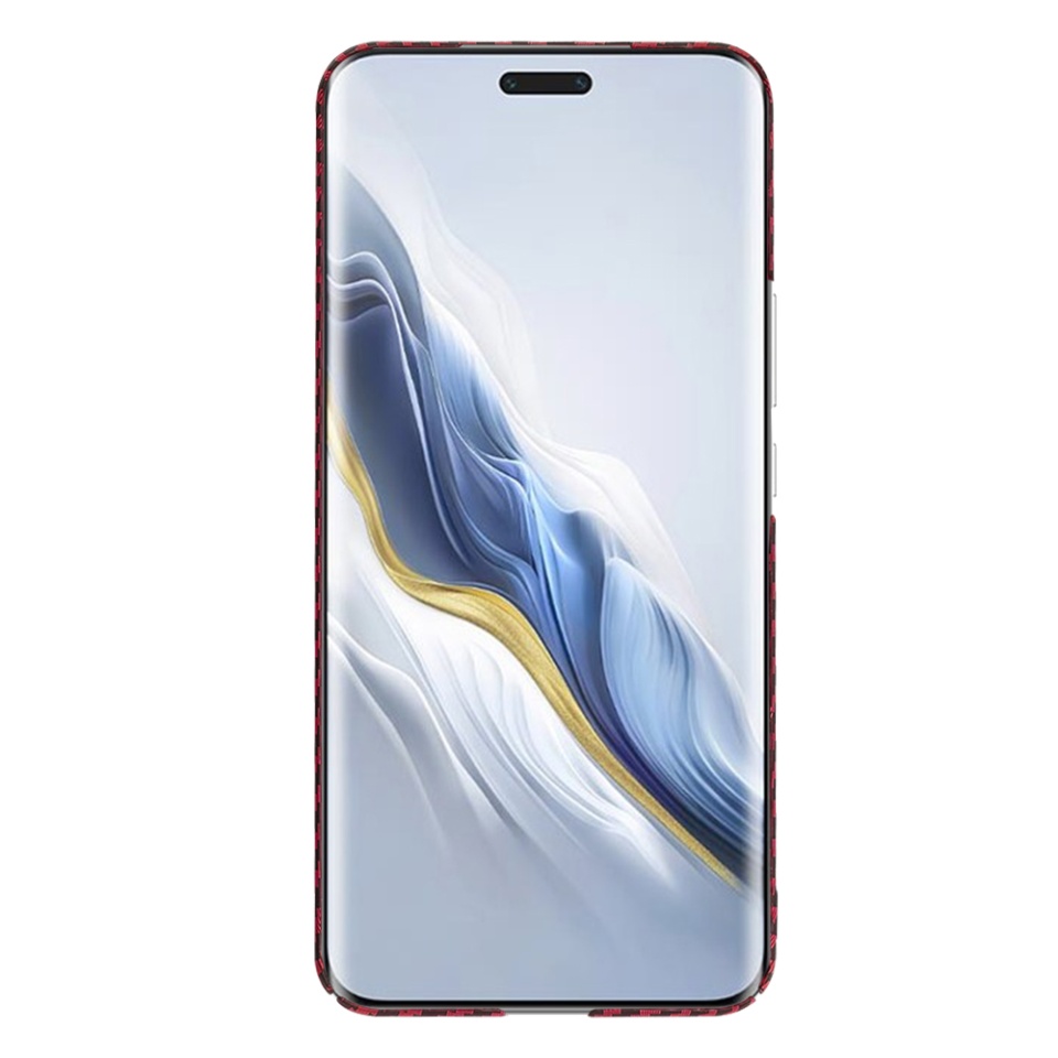 Husa pentru Honor Magic6 Pro, Finisaj Premium cu Textura de Carbon, Design Elegant, SKDR CarbonFlex - Rosu - 1 | YEO