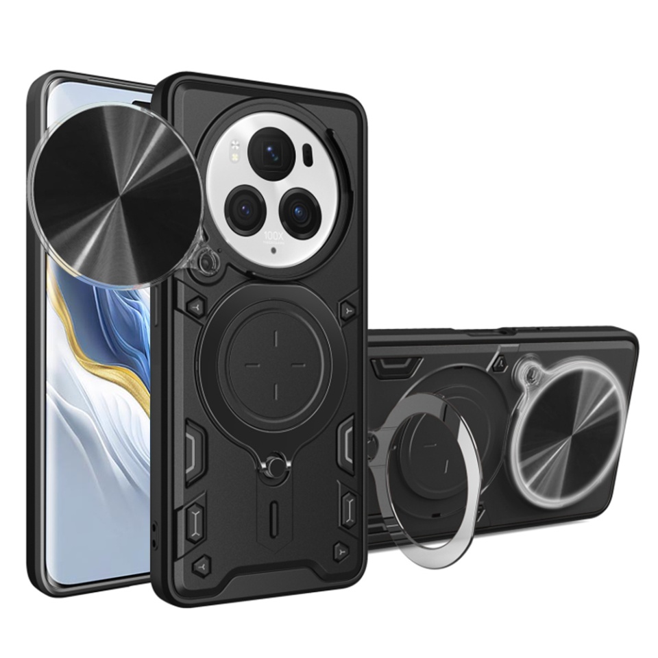 Husa pentru Honor Magic6 Pro, SKYDDAR INNOVATION, CamGuard Pro, Inel Magnetic, Protectie Camera, set cu sticker, Negru