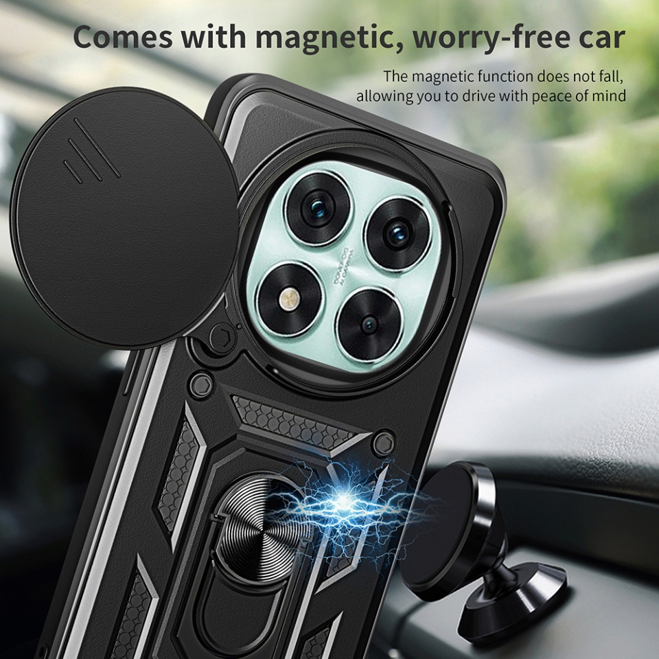 Husa pentru Honor Magic7 Pro, SKYDDAR INNOVATION, CamShield, Inel magnetic, set cu sticker, Verde - 3 | YEO