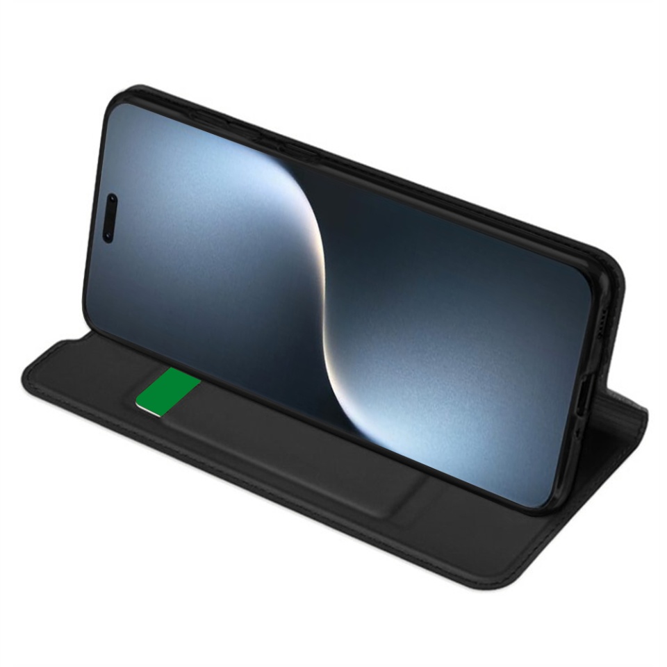Husa pentru Honor Magic7 Pro, SKYDDAR INNOVATION, Magskin Book, tip Carte cu Portofel Interior, set cu sticker, Negru - 1 | YEO