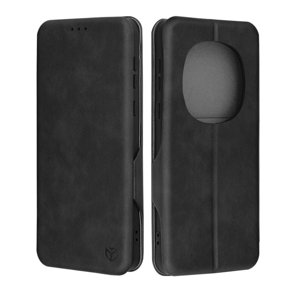 Husa pentru Honor Magic7 Pro, SKYDDAR INNOVATION, Safe Wallet tip carte din Piele Ecologica, Suport Carduri, Inchidere Magnetica, Negru, set cu sticker